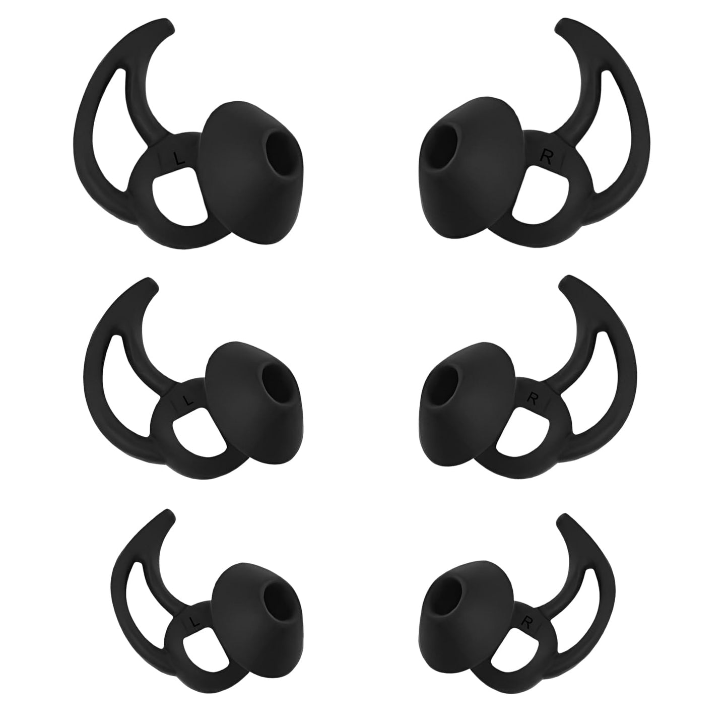 WKYMY Earbud Replacement Tips Silicone Earbud Tips Ear Bud Covers Compatible with Bose Quietcomfort and Sport Headphone Ear Tips 3 Pairs S M L Black
