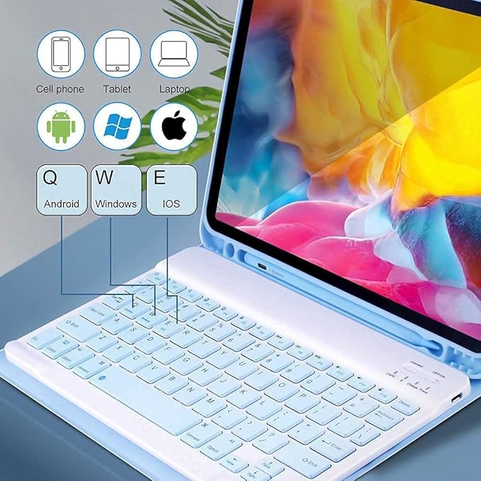 AnMengXinLing Keyboard Case for iPad Air 11 inch (M3 2025/M2 2024) with Mouse, Case for iPad Air 5th/4th Gen with Keyboard Cover with Pencil Holder, New Pink