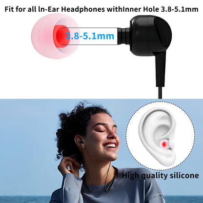 TSZYYM Earbud Tips Ear Bud Tips Soft Anti Slip Washable and Reusable Silicone Replacement Earbud Tips Fit Most in-Ear Earbuds(Inner Hole 3.8mm -5.1mm) 18pcs S M L