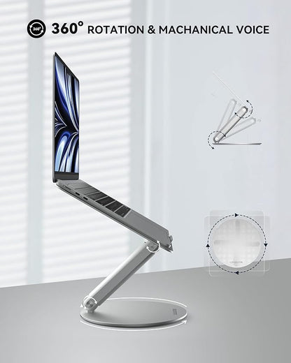 LULULOOK Laptop Stand for Desk 2025, 360 Rotating Adjustable Laptop Riser, Upgraded Foldable Full Aluminum Alloy Computer Stand for MacBook Pro/Air, Dell, HP, Lenovo and Other 10-17inch Laptops