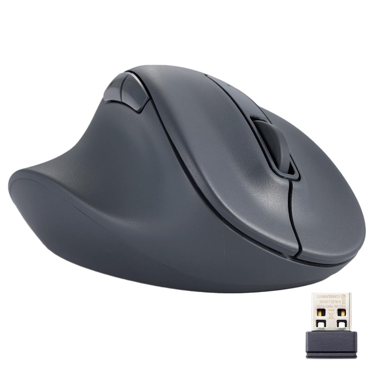 ELECOM Wireless Ergonomic Shape Mouse, 2.4GHz with Mini USB Receiver, Silent Click, Right Hand 2000DPI, 5 Buttons, Optocal Sensor, Compatible with PC, Mac, Laptop, EX-G, Lsize Black (M-XGL30DBSKBK)