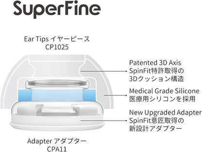 SpinFit Superfine for AirPods Pro Gen 1 & 2 - SS - Medical Grade Silicone Patented Replacement Ear Tips and Adapters for Supreme Comfort (one Pair)(Ear Tips Installed)