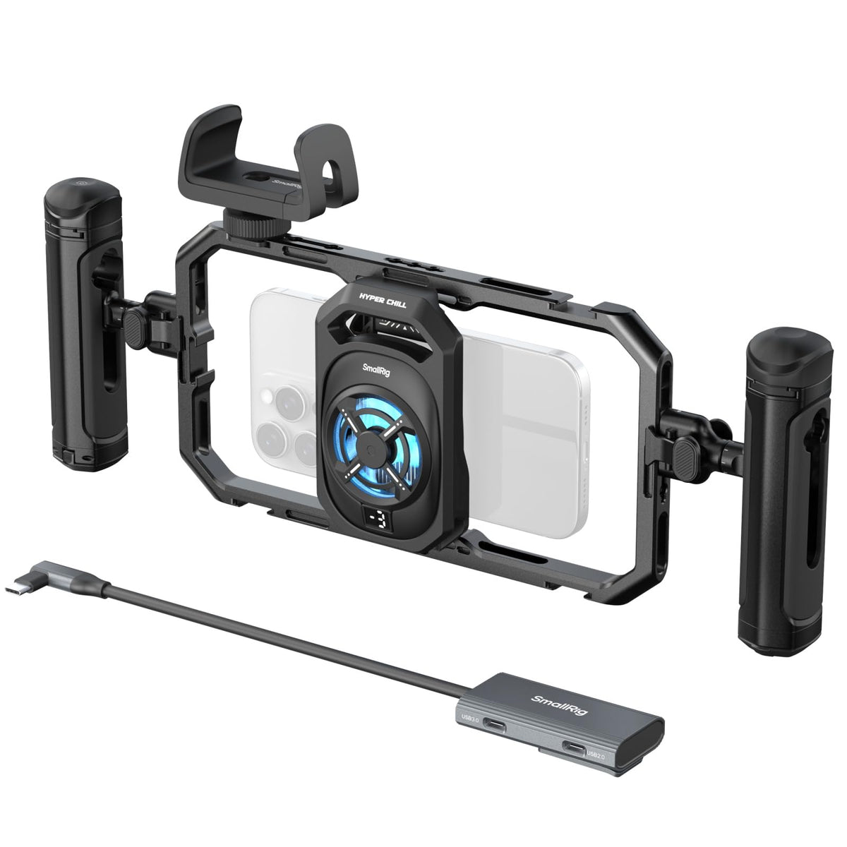 SMALLRIG All-in-One Cooling Dual Handle Phone Cage Kit with 15W Cooler-5276
