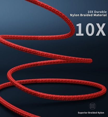 USB C to Lightning Cable 6FT, 90 Degree iPhone Charger Cables [Apple MFi Certified] 3Pack Fast Charging Cord Nylon Braided USB C Lightning Cable Compatible with iPhone 14/13/12/11/Pro Max/Plus/8/7-Red