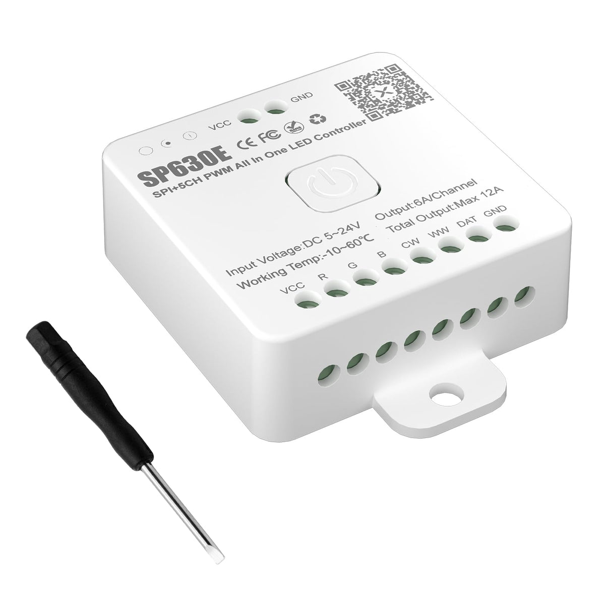 PAUTIX SP608E SPI Pixel LED Controller with 8 Signal Outputs,Work with RGB Smart IC COB LED Strips,Built-in Mic/AUX Music Bluetooth for WS2811 LED Module Pixel Strip Light APP/Remote/Trigger Control