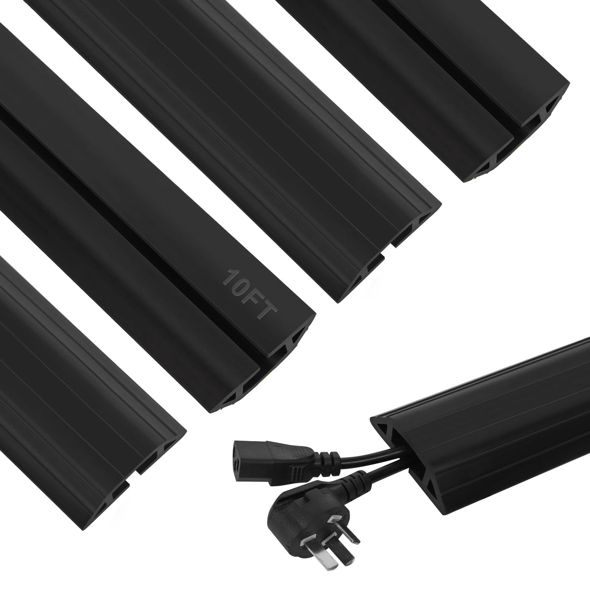 Floor Cord Cover 4.1Ft Heavy Duty PVC Floor Cable Protector Electric Cord Hider Cable Management Floor Strip Extension Cord Covers Cable Raceway for Wires on Floor Inner Channel 1.36" W x 0.43" H