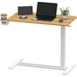 SANODESK 32''Pneumatic Adjustable Overbed Bedside Table with Hidden Casters