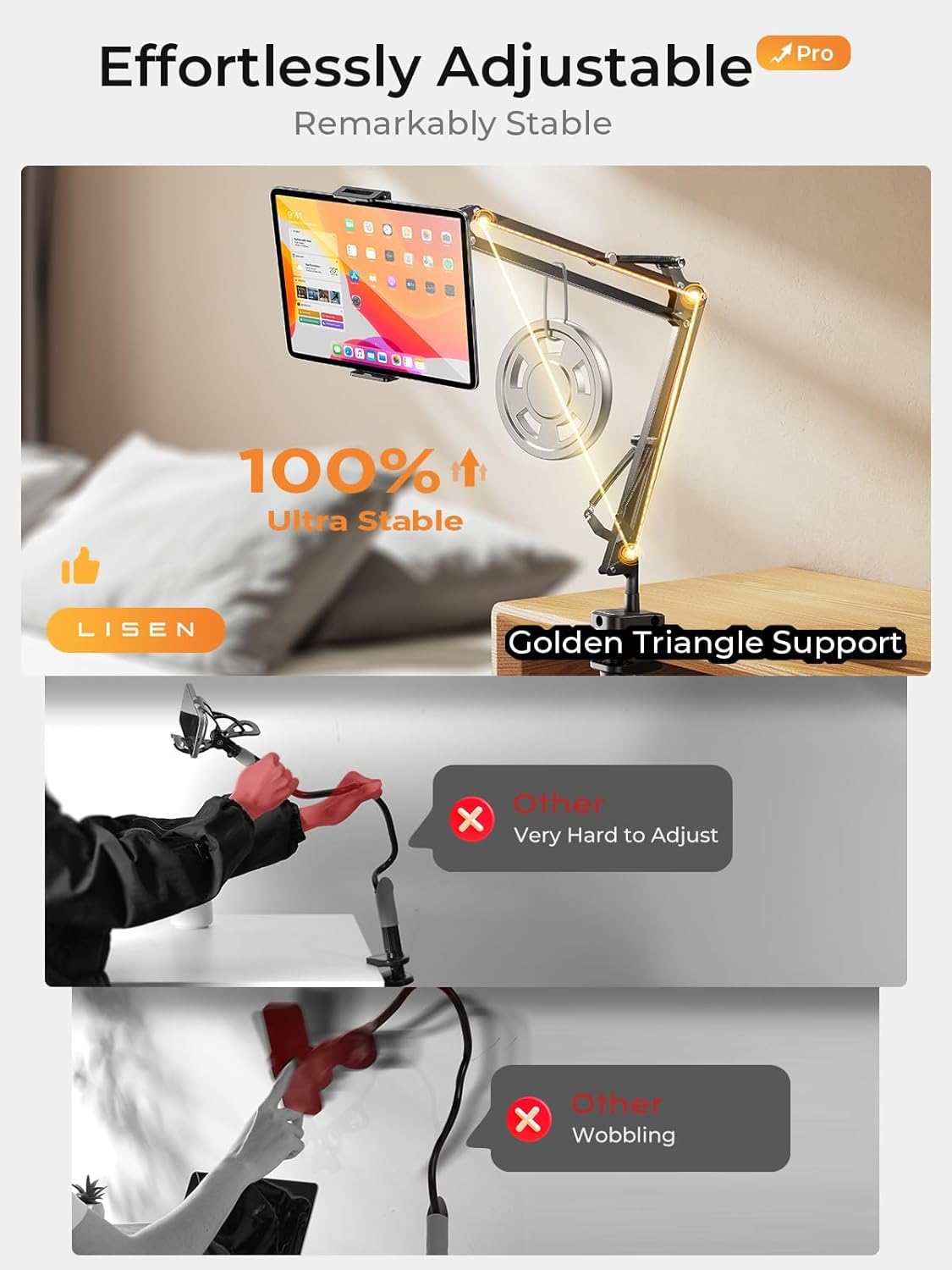 LISEN Tablet Stand iPad Holder Desk Mount, Kindle Accessories Tablet Holder