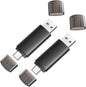 32GB USB C Flash Drive Dual USB 3.0 Flash Drive Type C + USB A Portable Type-C Flash Drive 2-in-1 USB-C Thumb Drive for Smartphone Tablet Computer Mac iPhone 15 Black(2 Pack)