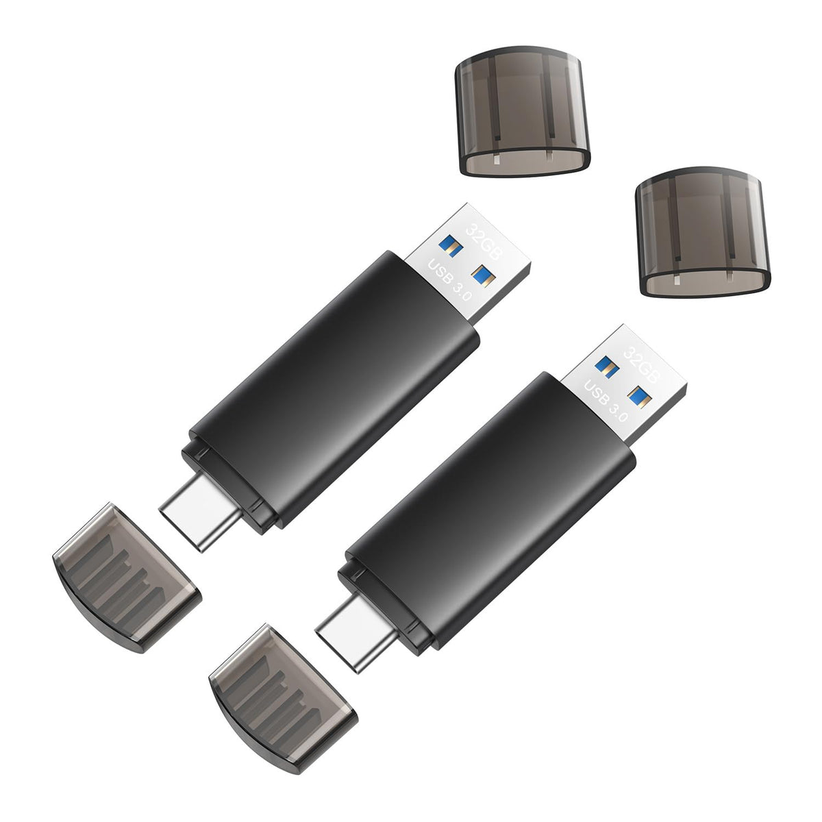 128GB USB C Flash Drive Dual USB 3.1 Flash Drive Type C + USB A Portable Type-C Flash Drive 2-in-1 USB-C Thumb Drive for Smartphone Tablet Computer Mac iPhone 15 Black