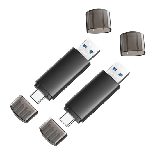 128GB USB C Flash Drive Dual USB 3.1 Flash Drive Type C + USB A Portable Type-C Flash Drive 2-in-1 USB-C Thumb Drive for Smartphone Tablet Computer Mac iPhone 15 Black