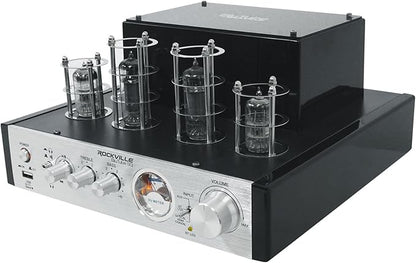 Rockville BluTube SG 70W Home Theater Tube Amplifier Stereo Receiver, Bluetooth, USB/RCA/Optical/Coaxial Inputs, 35W x 2 RMS @ 4 Ohm, for Music and Movies