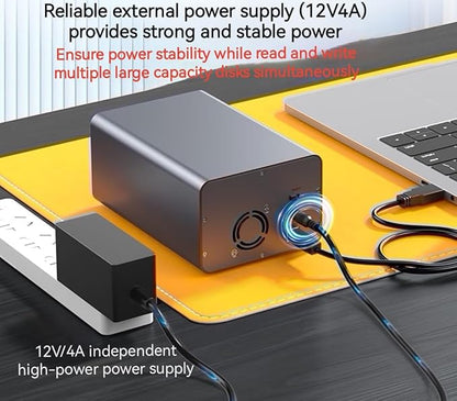 IO Crest 2 Bay Tool Less Tray Hot Swappabe 2.5" 3.5" SATA Non Raid External USB 3.0 Enclosure SY-ENC50124