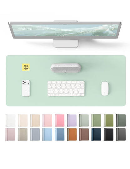 YSAGi Leather Desk Protector, Office Mat, Large Mouse Mat, Non-Slip PU Leather Blotter, Laptop Pad, Waterproof Writing Pad for Office and Home (Pale Green, 23.6" x 13.8")