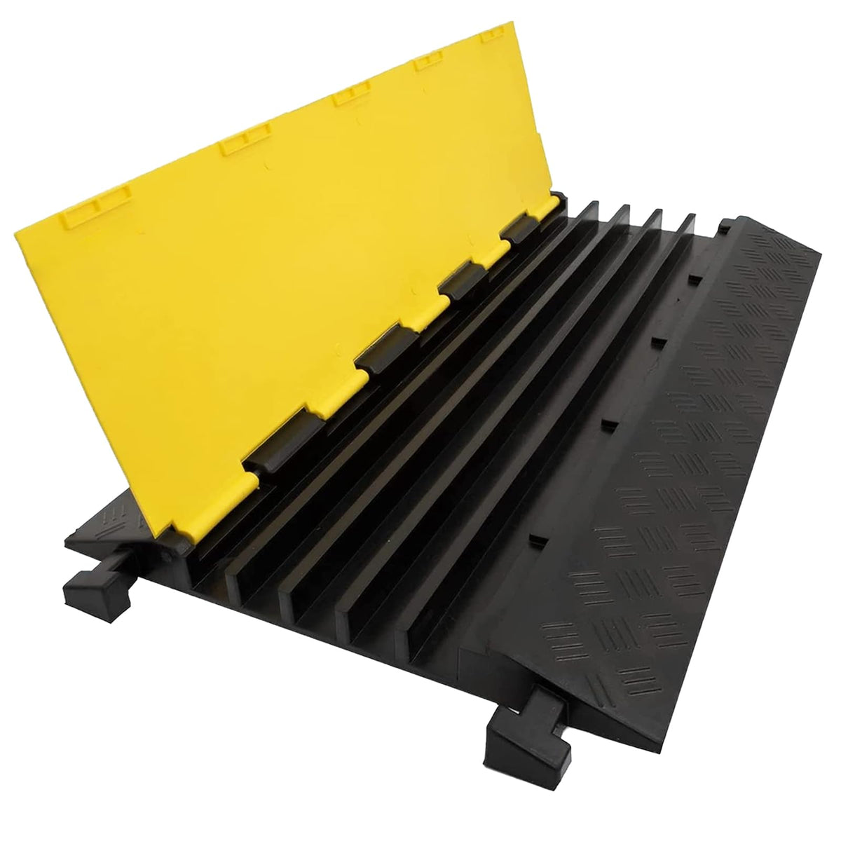 CXRCY Cable Ramp 3 Pack 2 Channel 11000lbs axle Capacity Floor Cord Cable Protector, Rubber Speed Bumps Hose Protector Ramps for Wire/Hose/Pipe Hider Driveway &Outdoor 40x10x2 inch(L x W x H)