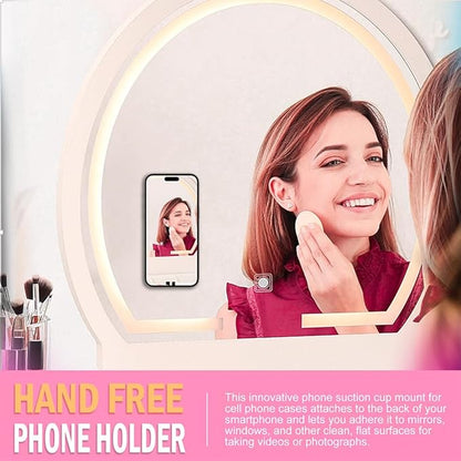 Silicone Suction Phone Holder, Adhesive Phone Accessory for iPhone & Android, Hands-Free Mirror Shower Holder, TikTok Videos & Selfies (Orange, Single Sided)