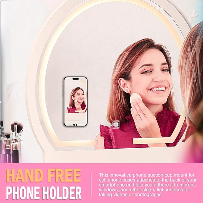 Silicone Suction Phone Holder Mount,Silicon Adhesive Phone Accessory for iPhone and Android, Hands-Free Mirror Shower Phone Holder,TikTok Videos and Selfies (Light Pink, Single Sided)