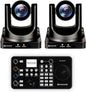AVKANS 30X NDI PTZ Camera Kits - 2pcs 30X NDI Camera with 1pcs IP Joystick Controller Package for Church Live Streaming Video Production（2X AV-CM30-NDI and 1x AV-Joy-IP）