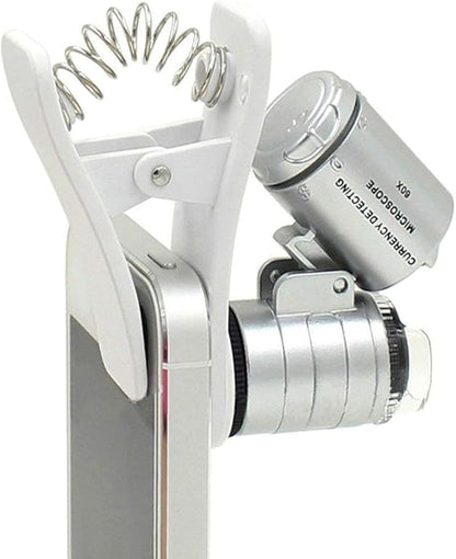 1Pcs Universal Led Clip Mobile Phone Microscope Magnifier Micro-Lens 60X Optical Zoom Telescope Camera Lens