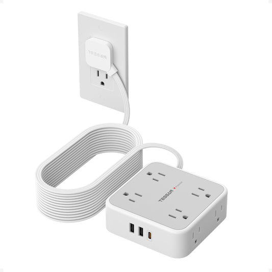 TESSAN Surge Protector Power Strip with 900J Surge Protection, 20 Ft, Grey