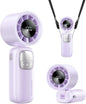3-in-1 Portable Handheld Turbo Fan-100 Speeds, 11000 RPM, 10Hrs Cooling, LED Display, 90° Rotation, USB Rechargeable Battery Powered, Mini Foldable Hand Held Personal Fan for Women Men (Purple)