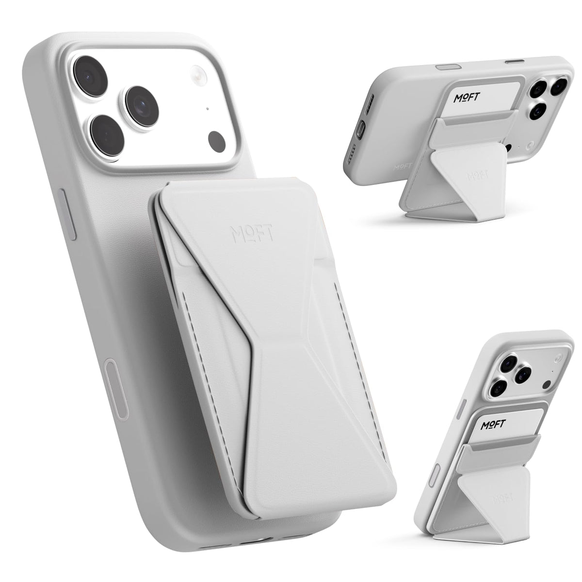 MOFT Magnetic Wallet Stand Compatible with iPhone 18/17/16/15/14/13 Series, Angle Adjustment Magsafe Compatible MOVAS Phone Stand,Clay