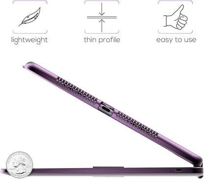 typecase Touch Case with Keyboard for iPad 9th Generation (10.2", 2021), Multi-Touch Trackpad, 10 Color Backlight, 360, Thin & Light - iPad 8th Gen (2020), 7th Gen (2019), Air 3, Pro 10.5 (Violet)