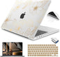 Teryeefi Case for 2021-2024 MacBook Pro 14 Inch M4 M3 M2 M1(Model A3112 A3401 A3185 A2992 A2918 A2779 A2441) with Keyboard Cover & Screen Protector & OTG Adapter, Golden Flower Leaf