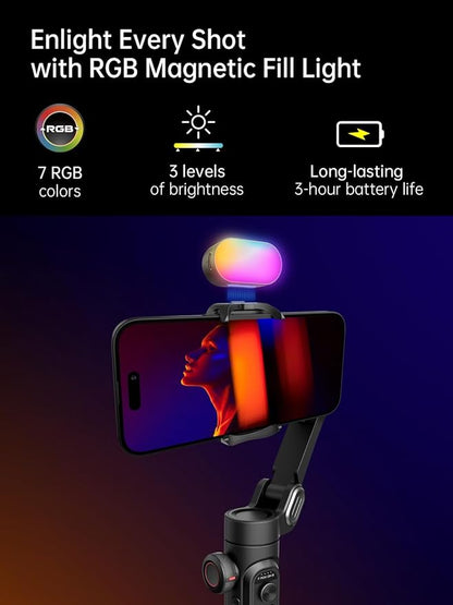 Gimbal stabilizer for Smartphone,Gesture Control/face Tracking,Magnetic Fill Light,Foldable Handheld Phone Gimbal,3-axis stabilizer TikTok YouTube Vlog Recording XE kit