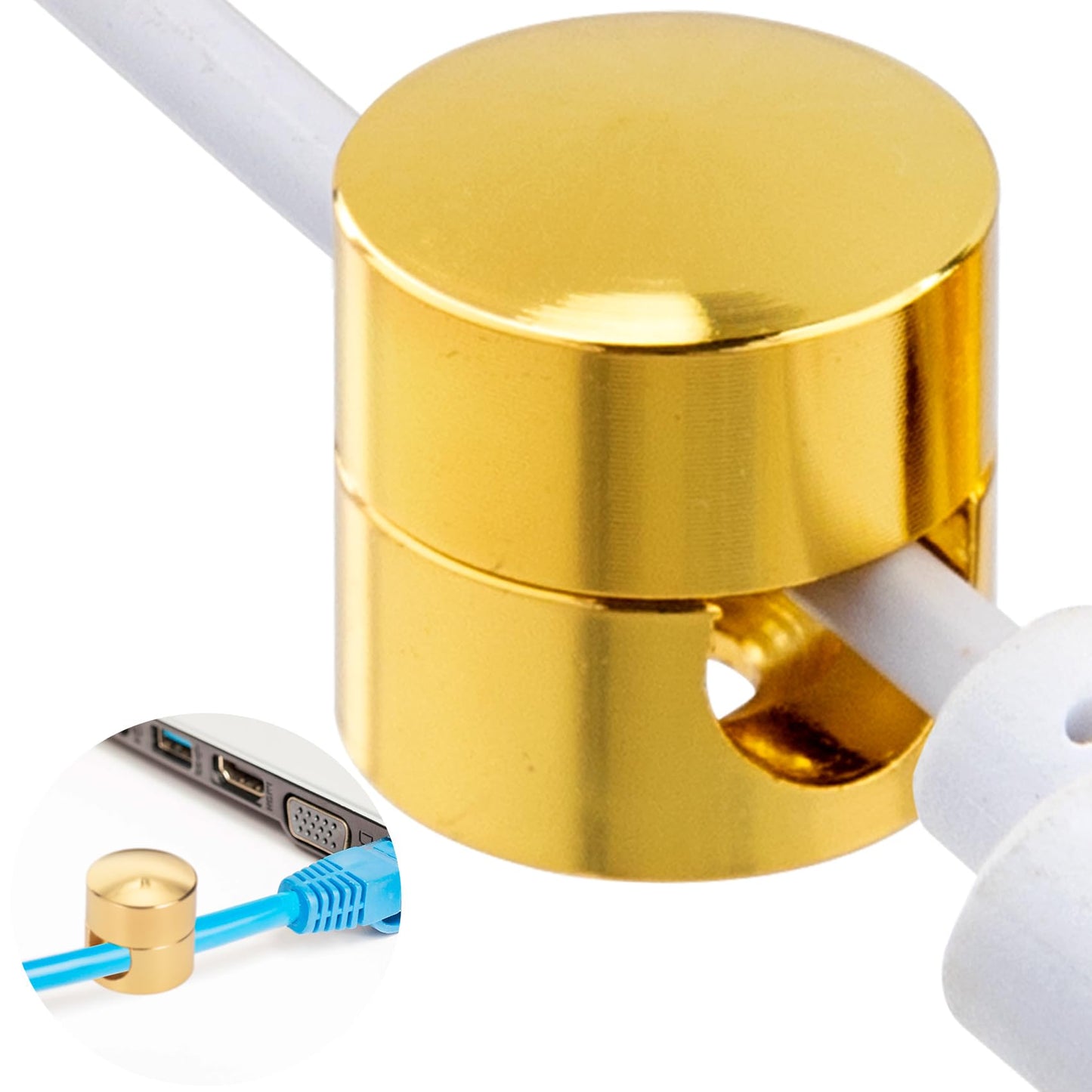 SmallCat 1 Sets Charger Holders for Cords, Gold Color Adjustable Cable Anchor Holders, Adhesive Metal Cord Clips, Cable Management Wire Organizers for Desk, Office, Nightstand