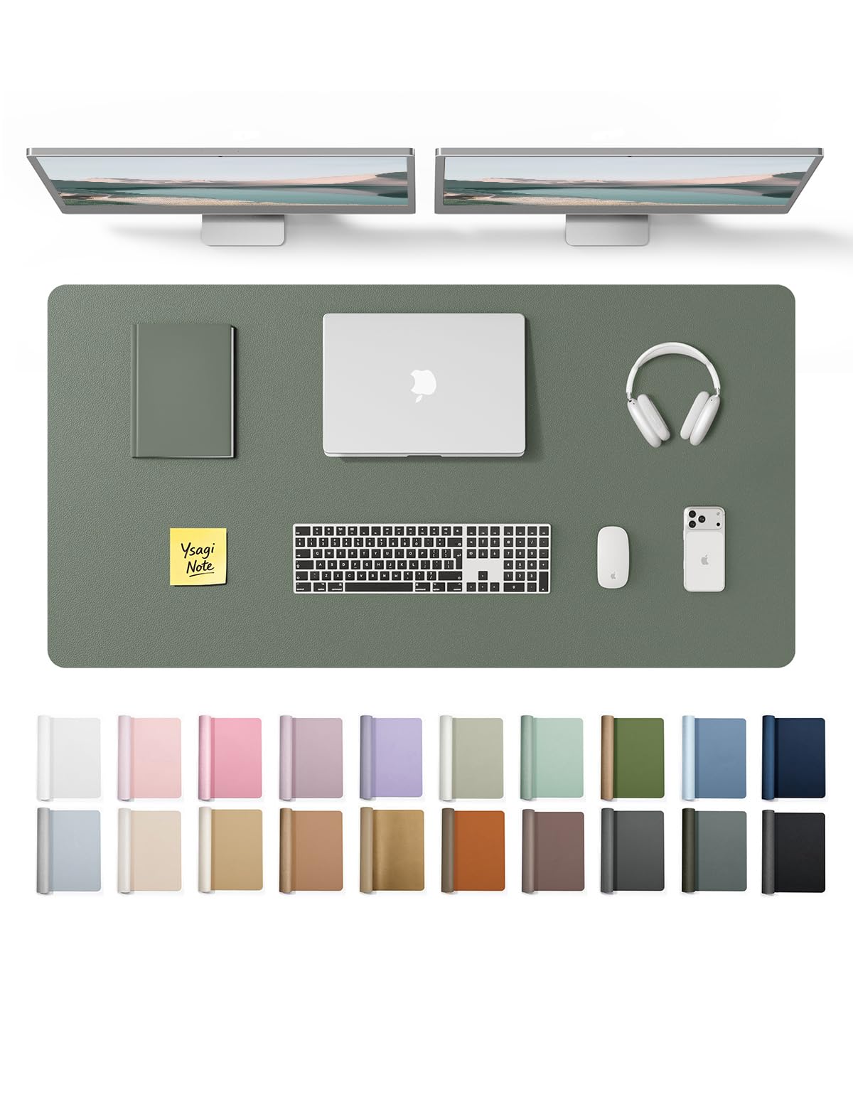 YSAGi Leather Desk Protector, Office Mat, Large Mouse Mat, Non-Slip PU Leather Blotter, Laptop Desk Pad, Waterproof Writing Pad for Office and Home (Brown, 47.2" x 23.6")