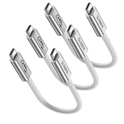 SUMPK 240W USB C to USB C Cable 2FT 3 Packs, Short Type C Fast Charge Cord