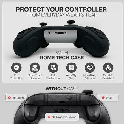 for Xbox Controller Series X/S (2024/2023) Silicone Protective Cover, Soft Skin Xbox Controller Accessories, Anti-Slip Cover with 2 Joystick Caps - Black