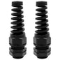 Strain Relief Cord Connector,LISTENJIALE 2Pcs NPT 3/4" Waterproof Cable Gland Flex Spiral Strain Relief Adjustable 12.5-18mm Cable Connector Nylon Joint with Gaskets(Black)
