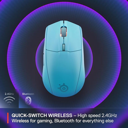SteelSeries Rival 3 Wireless Gen 2 Gaming Mouse — 2.4GHz and Bluetooth — 18000 DPI TrueMove Air Optical Sensor — 60 Million Click Durability — Light-Weight — 100% PTFE Feet — Aqua