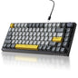 Ajazz AK820 TKL 75% Hot Swappable Mechanical Keyboard with Volume Knob, Gasket Mount Wired Gaming Keyboard, Pre-lubed Linear Switch, South-Facing RGB, PBT Keycaps