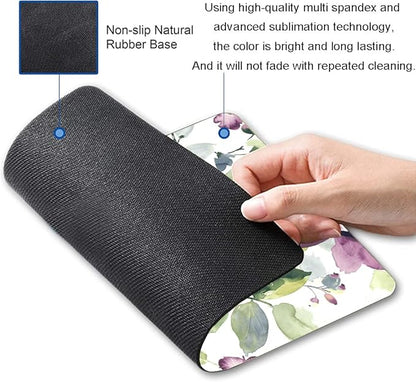 Hokafenle Floral Mouse Pad - Purple Watercolor Flower, Square Waterproof Non-Slip Rubber Base for Office Computer Laptop - Ideal for Girls and Women