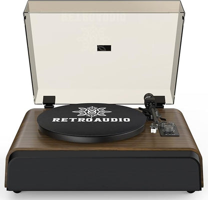 Record Player High-Fidelity Turntable with 2.1 Channel Sound System Built-in Subwoofer for Enhanced Bass, Vinyl Record Player with Magnetic Cartridge BT5.3 Playback RCA Out Aux in Belt-Drive 33/45RPM