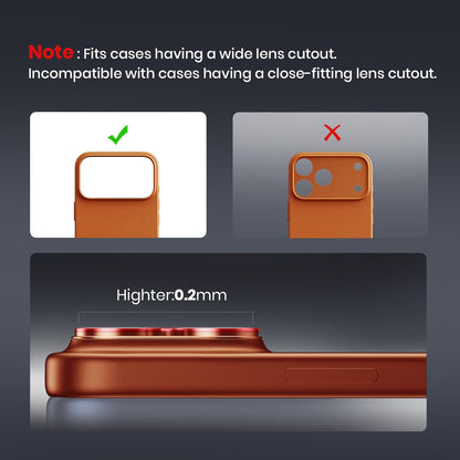 Hoerrye for iPhone 17 Pro Camera Lens Protector - [12FT Shatterproof Military Grade] [Strong Adsorption] Top 9H+ Tempered Glass Camera Screen Full Protective Cover Case Friendly,Cosmic Orange