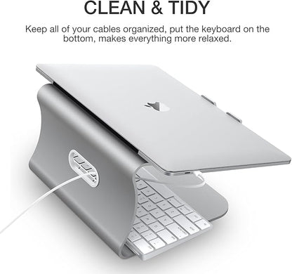 Laptop Stand, Aluminum Notebook Holder Riser Heat-Vent for MacBook Air/Pro, Dell, HP, Lenovo, Microsoft Surface, Samsung 11-16 inches Notebook (Space Silver)