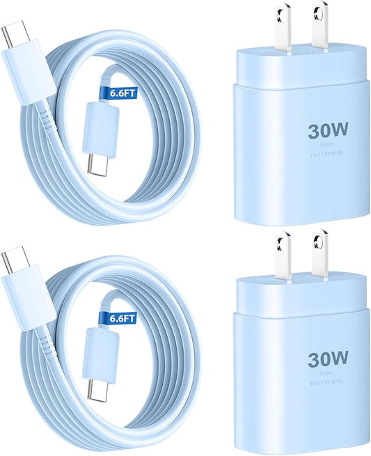USB C Phone 16 15 Charger Fast Charging,30W Phone 16 15 Pro Max Charger Block &6.6FT Long USB C to C Charging Cable Cord for Phone 16 15/16 15 Pro Max/16 15 Pro/15 Plus/Samsung Galaxy S24 Ultra,Blue