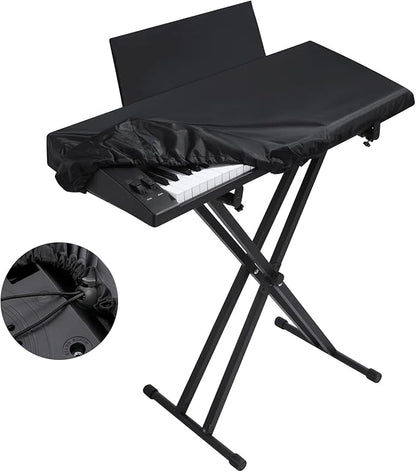 Stretchy Electric Piano Keyboard Covers - Waterproof Elastic Lock Music Keyboard Protector (61 Keys, Black)