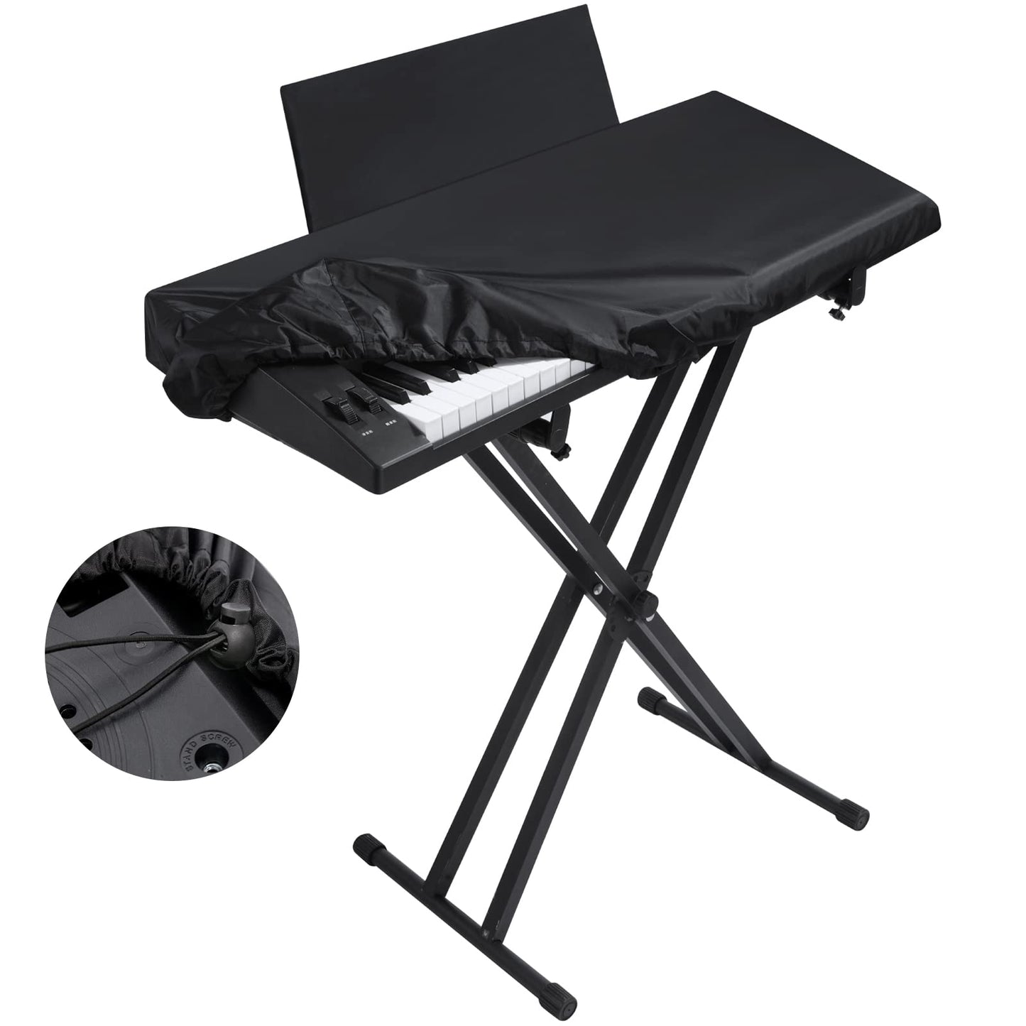Stretchy Electric Piano Keyboard Covers - Waterproof Elastic Lock Music Keyboard Protector (61 Keys, Black)