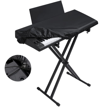 Stretchy Electric Piano Keyboard Covers - Waterproof Elastic Lock Music Keyboard Protector (61 Keys, Black)