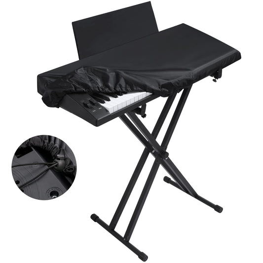 Stretchy Electric Piano Keyboard Covers - Waterproof Elastic Lock Music Keyboard Protector (61 Keys, Black)