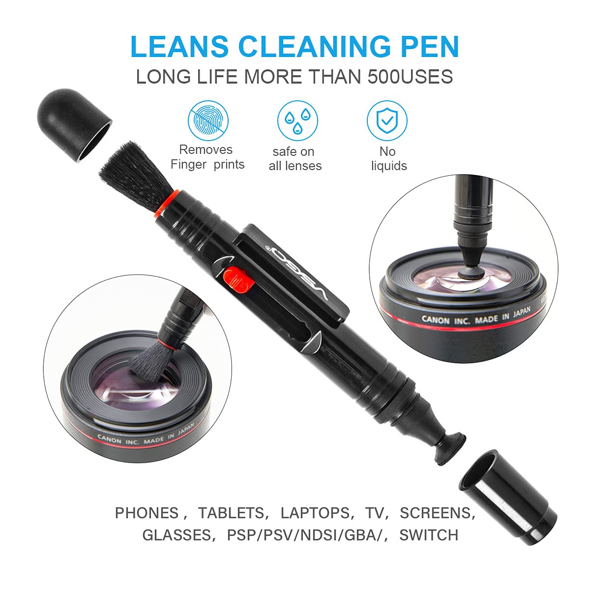 VSGO Professional Lens Cleaning Kit (DKL-15D) - Includes Lens Pen, Air Blower & Cleaning Fluid - Portable Dust Removal for Camera Lenses, Filters, Cell Phones and Electronics