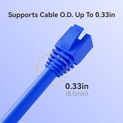 CableGeeker Cat6 RJ45 Strain Relief Boots, 100-Pack, 8.5mm, Blue