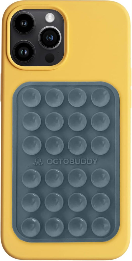 OCTOBUDDY Classic MAX - Silicone Suction Phone Case Adhesive Mount - Hands-Free, Strong Grip Holder for Selfies and Videos - iPhone and Android Compatible - 2.6″ x 3.9″, Shade Gray