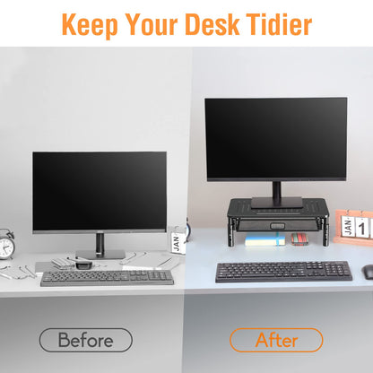 ELIVED 2 Pack Monitor Stand Riser with Metal Drawer, 3 Height Adjustable