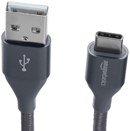 Amazon Basics Nylon Braided USB-C to USB-A 2.0 Fast Charging Cable, 480Mbps Speed, USB-IF Certified, Charge and Sync, for Apple iPhone 16/15, iPad, Samsung Galaxy, Tablets, Laptops, 3 foot, Dark Grey